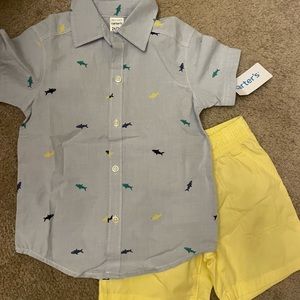NWT Carter’s blue button down fish shirt and matching shorts!  2T